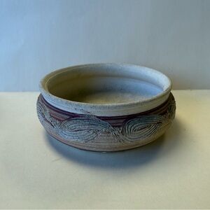 Vintage Studio Pottery Sand Stone Etch Signed Small Planter Bowl